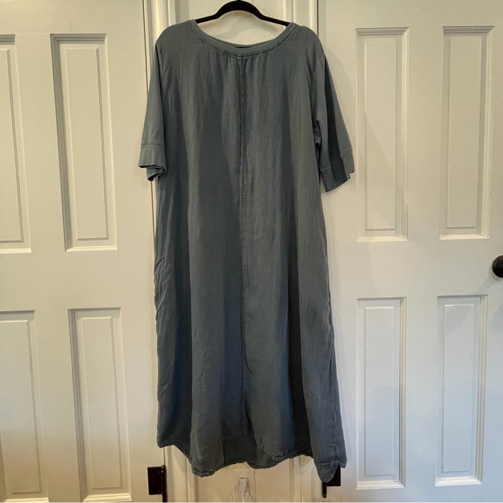 FLAX Caftan Dress - 100% Linen Maxi Dress 3/4 sleeve size Large